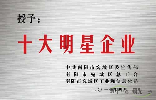 南陽(yáng)市雙豐印務(wù)有限公司十大明星企業(yè)